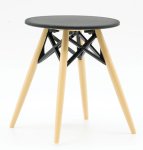 Modern Round End Table Oak and Black (image for) Modern Round End Table Oak and Black
