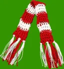 (image for) Handknitted Scarf Red with White