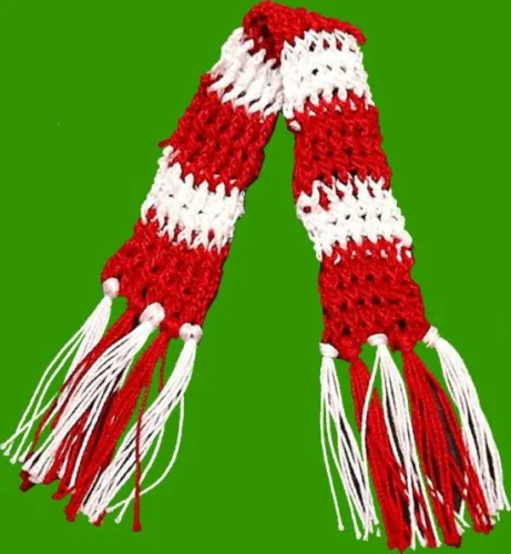 (image for) Handknitted Scarf Red with White