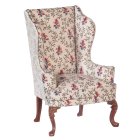 (image for) High Back Armchair - Red & Blue Floral