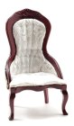 (image for) Mahogany Victorian Lady's Chair White Brocade Fabric