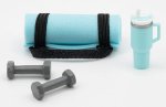 Blue Exercise Set - Yoga Mat Weights Tumbler (image for) Blue Exercise Set - Yoga Mat Weights Tumbler
