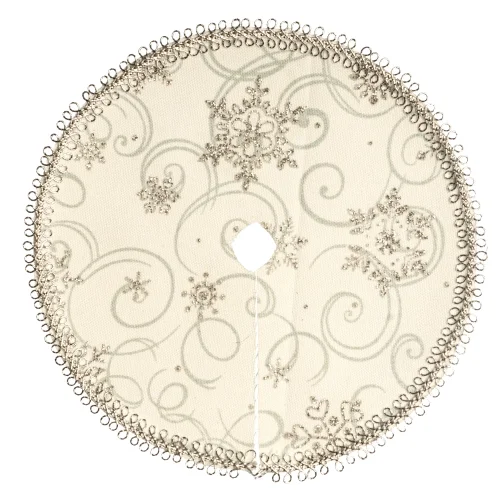 (image for) Elegant Silver Tree Skirt w/ Loop Lace Trim