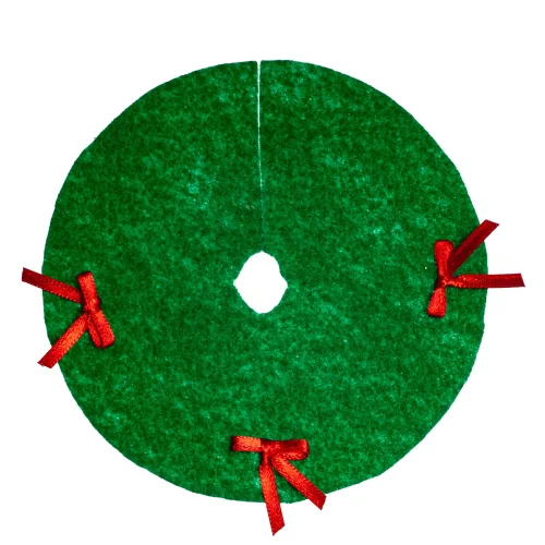 (image for) Traditional Green Tree Skirt w/ Red Satin Bows