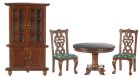 Dining Room Furniture Set - 4pc - Walnut - Green Upholstery (image for) Dining Room Furniture Set - 4pc - Walnut - Green Upholstery