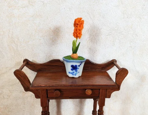 (image for) Potted Hyacinth Orange Flowering Plant in Ceramic Planter