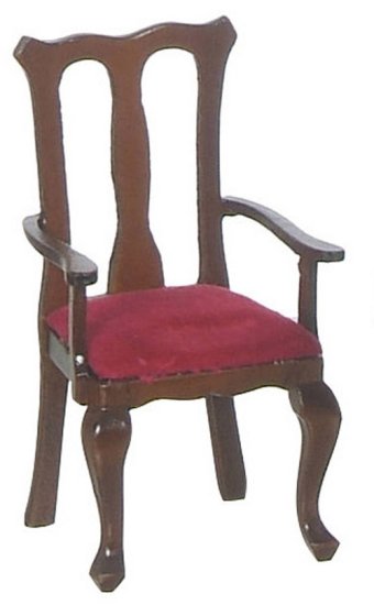 (image for) Queen Anne Armchair - Red & Walnut