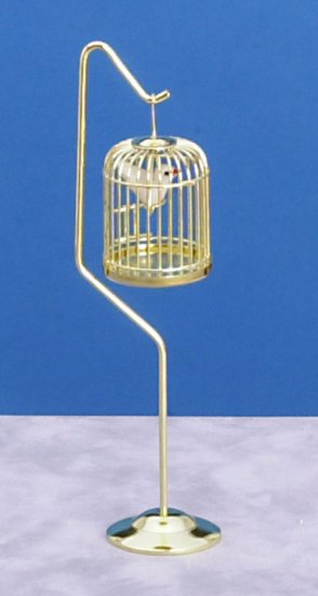 Brass Bird Cage w/ Bird & Stand