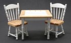 Oak & White Pedestal Table & 2 Chairs (image for) Oak & White Pedestal Table & 2 Chairs