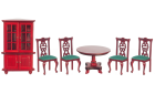 6 Piece Dining Set Green/Mahogany (image for) 6 Piece Dining Set Green/Mahogany