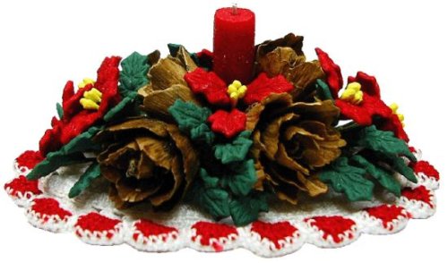 (image for) Poinsettias on Knitted Doily