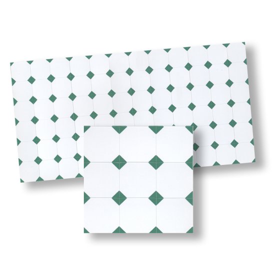 (image for) Green & White Diamond Floor Tile