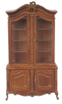 Louis XV Provencal Display Cabinet - Walnut Finish (image for) Louis XV Provencal Display Cabinet - Walnut Finish