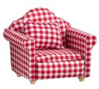 (image for) Red Gingahm Club Chair w/ Throw Pillow