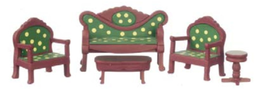 1/2in Scale Living Room Set 5pc - Mahogany
