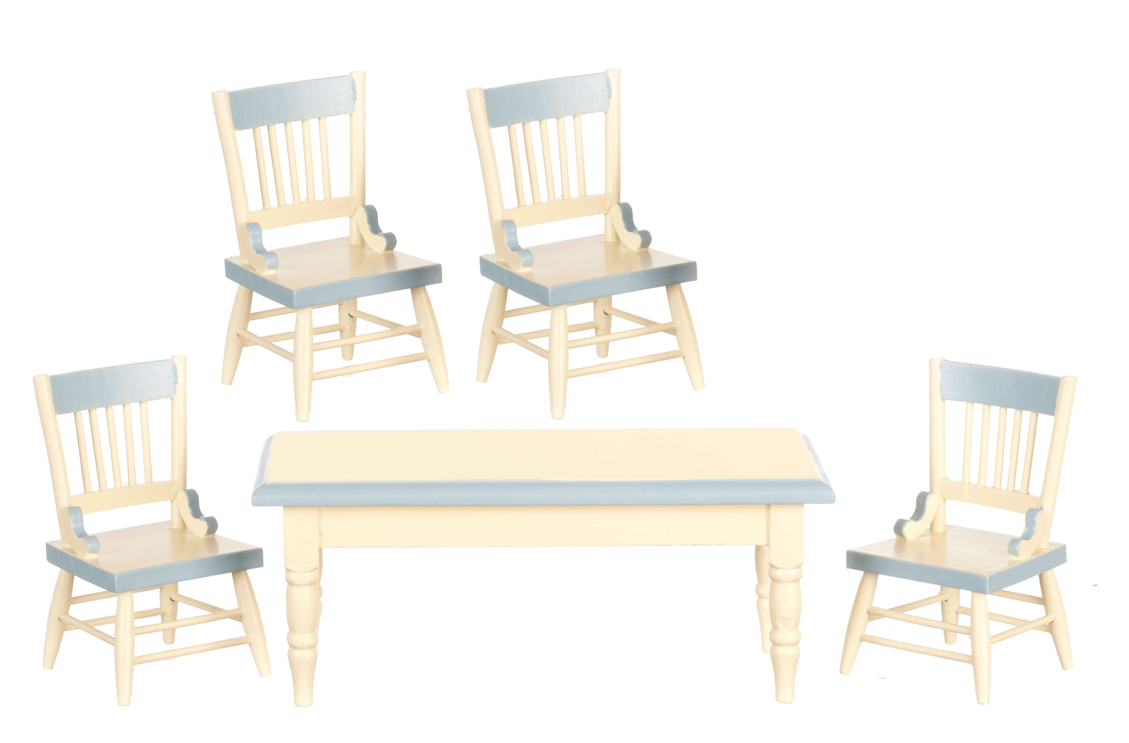 Country Dining Set 5pc - White & Blue
