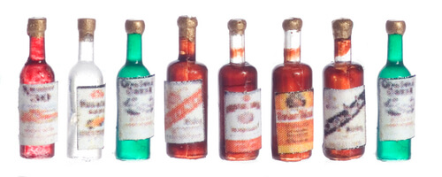 1/2in Scale Vintage Liquor Bottle 8pc