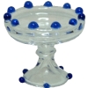 Glass Cake Plate with Blue Accents