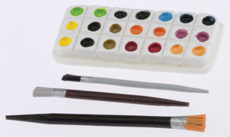 Artists Paint Palette Set w/ 3 Brushes