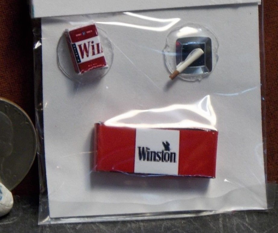 Carton & Pack of Winston Cigarettes w/ Ashtray