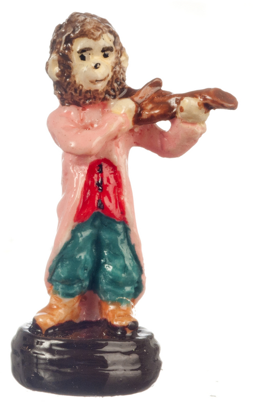 Monkey Playing a Violin Figurine