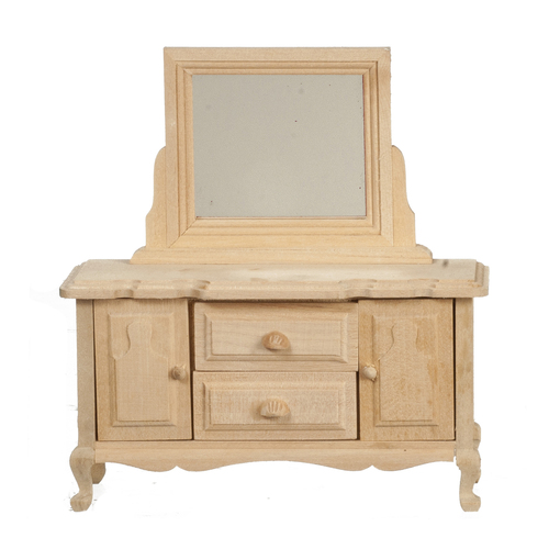 Chest Dresser w/ Mirror - Unfinished Wood