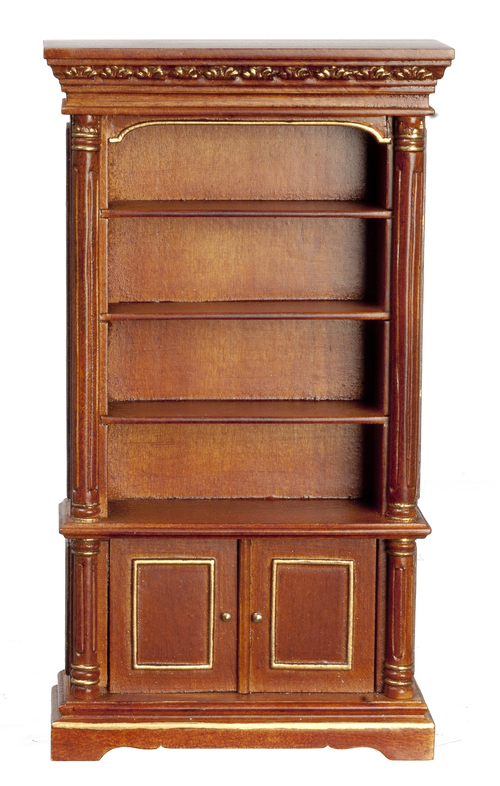 Fancy Walnut & Gold Bookcase Cabinet