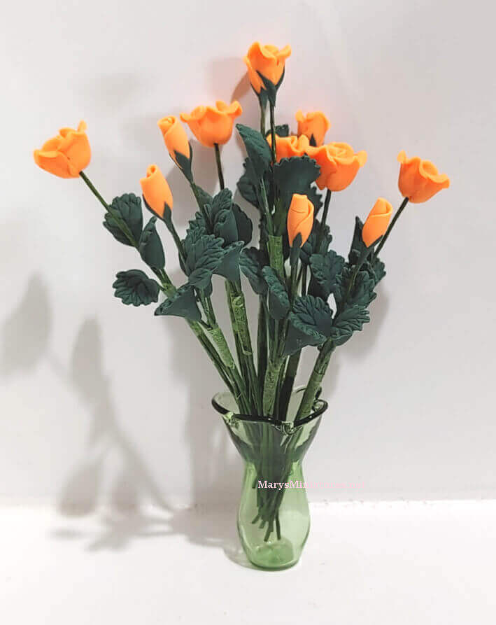 12pc Apricot Roses w/ Green Ruffled Vase