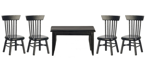 Table & 4 Chairs - Black - 5pc