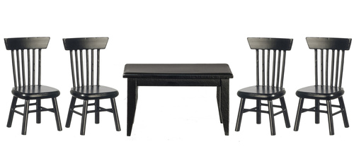 (image for) Table & 4 Chairs - Black - 5pc
