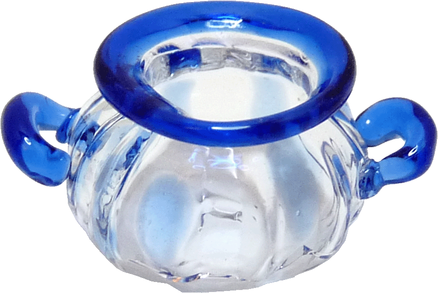 2 Handled Bowl with Blue Trim