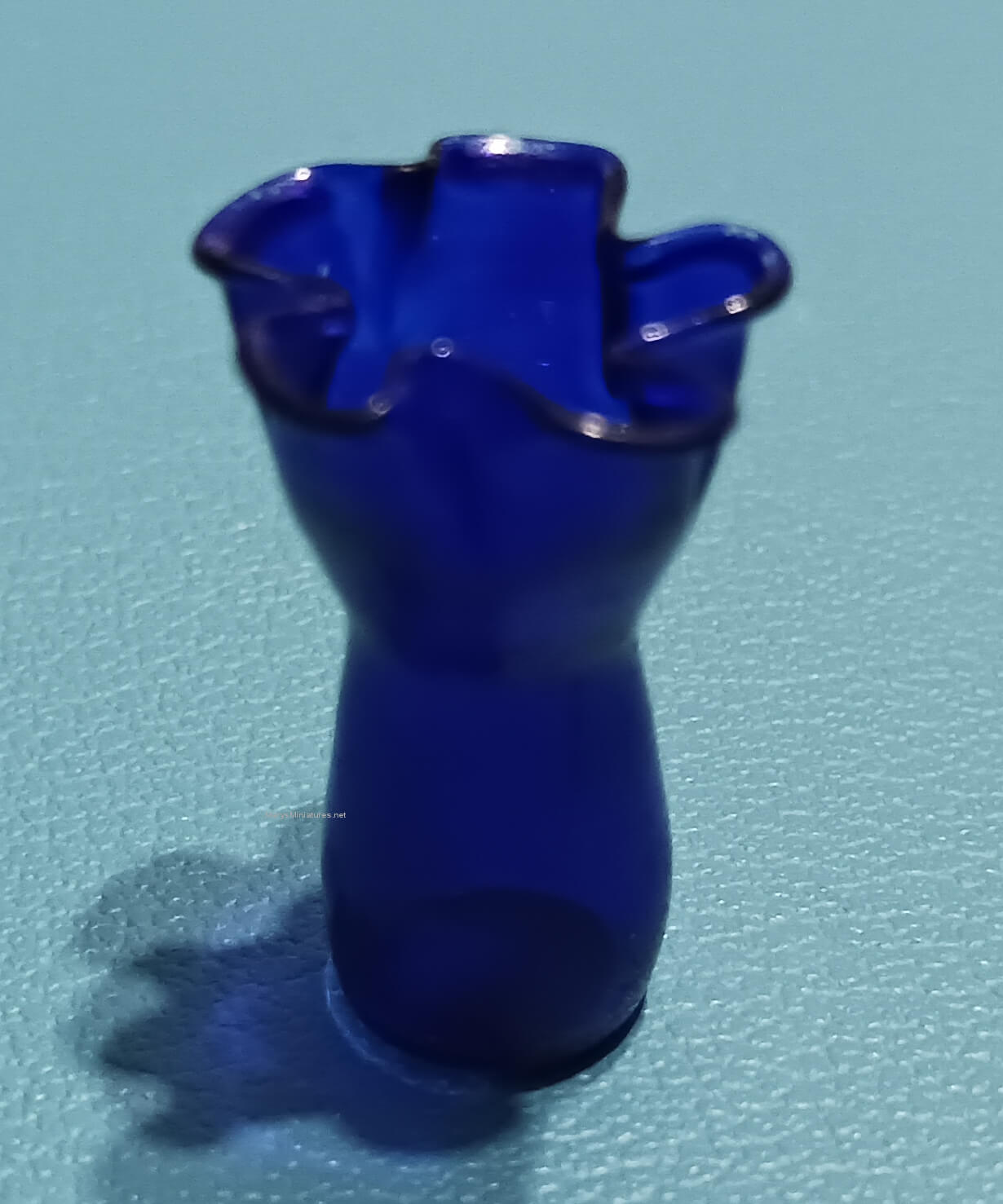 Blue Glass Ruffled Vase