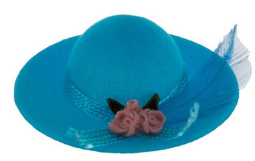 Ladies Hat w/ Feather Turquoise