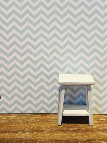 (image for) Soft Teal Chevron Dollhouse Wallpaper 3pc