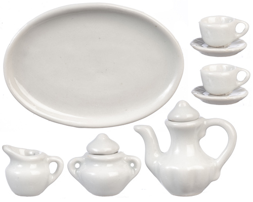 Ceramic Tea Set White 9pc