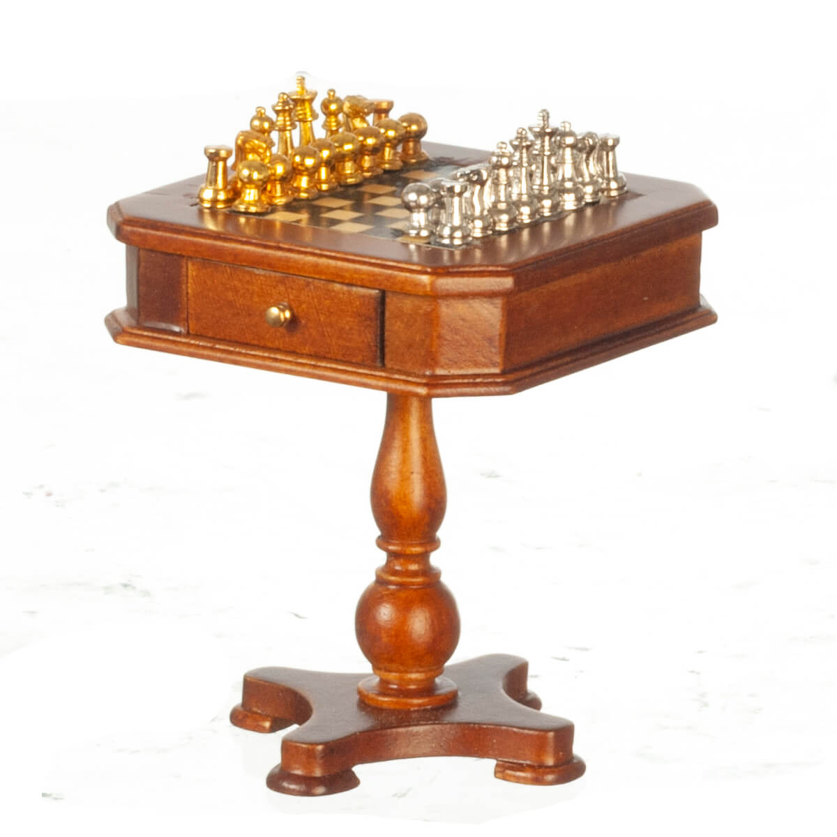 Chess Board Table w/ Pieces - Walnut