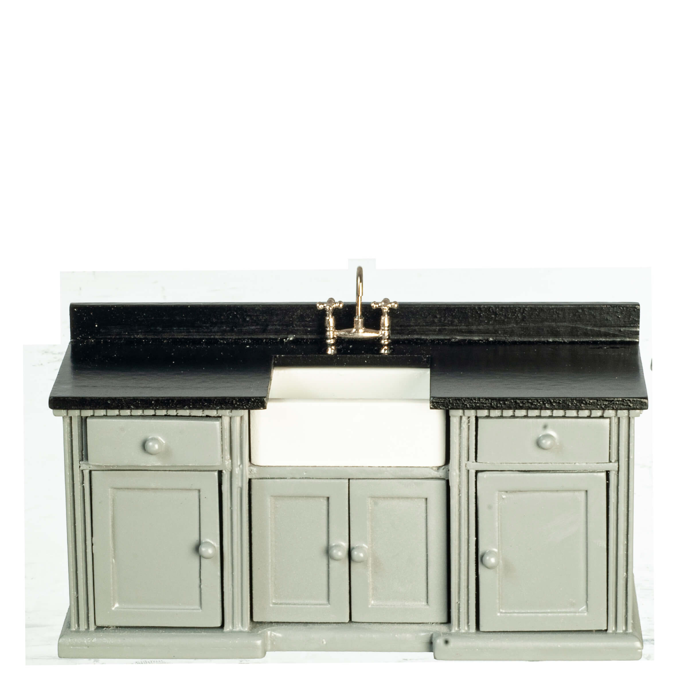 Kitchen Counter Sink Cabinet - Gray & Black