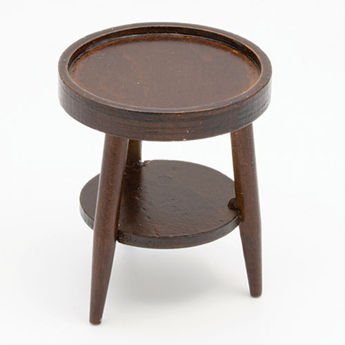 (image for) 2 Tier Round Telephone End Table - Walnut