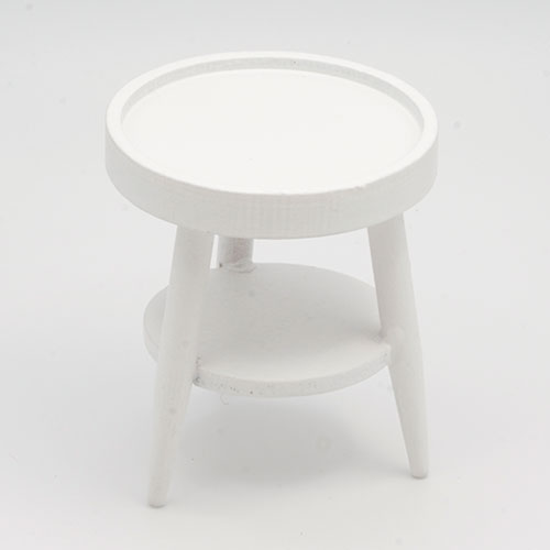 (image for) 2 Tier Round Telephone End Table - White