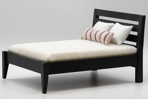 (image for) Double Bed w/ 3 Pillows - Black Painted