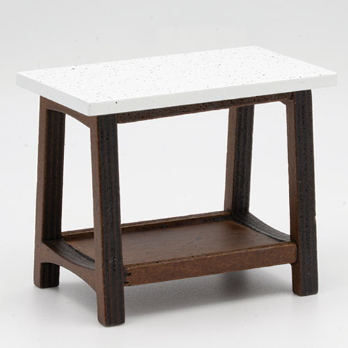 (image for) Rectangular Marble Top End Table - Walnut Finished