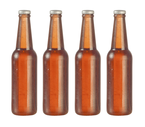 Brown Beer Bottles Plastic 4pc