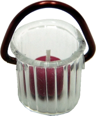 Glass Hanging Lantern w/ Red Candle - Non-Electric