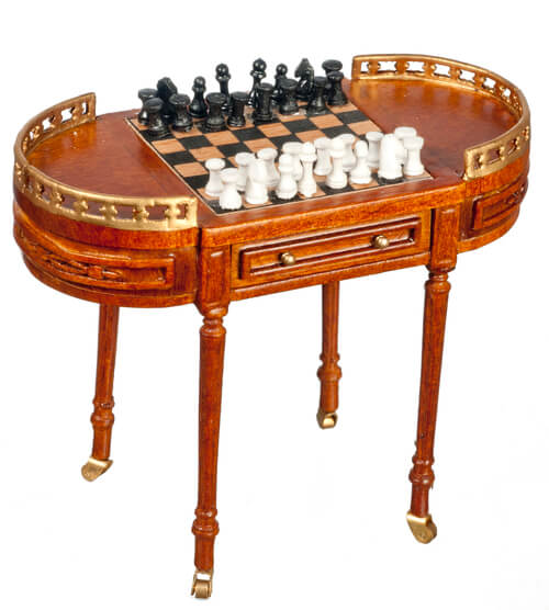 17th Century Chess Table on Wheels - Walnut
