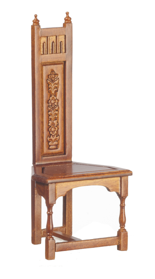 Medieval Tall Back Walnut Side Chair Mary s Dollhouse Miniature
