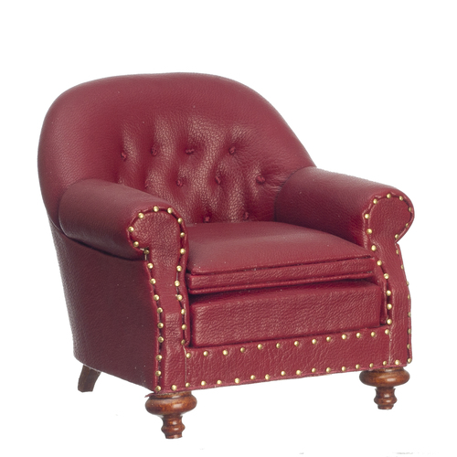 1880s Club Style Armchair - Red Leather & Walnut