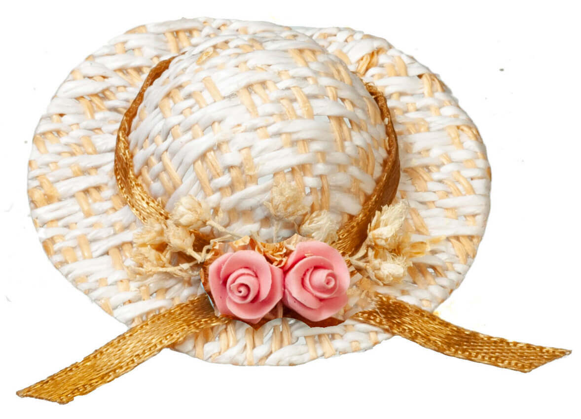 Straw Hat w/ Pink Flower