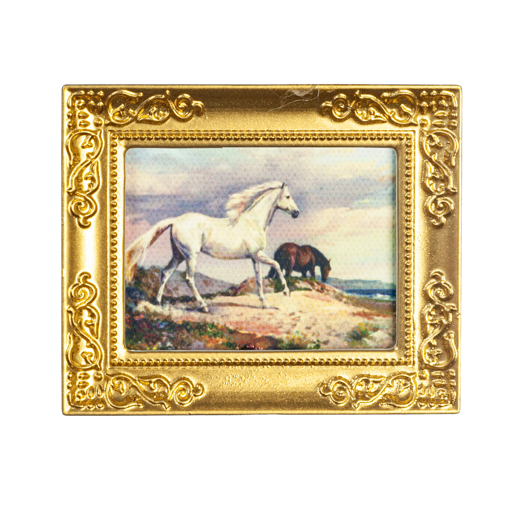 Framed Horses Picture - Gold