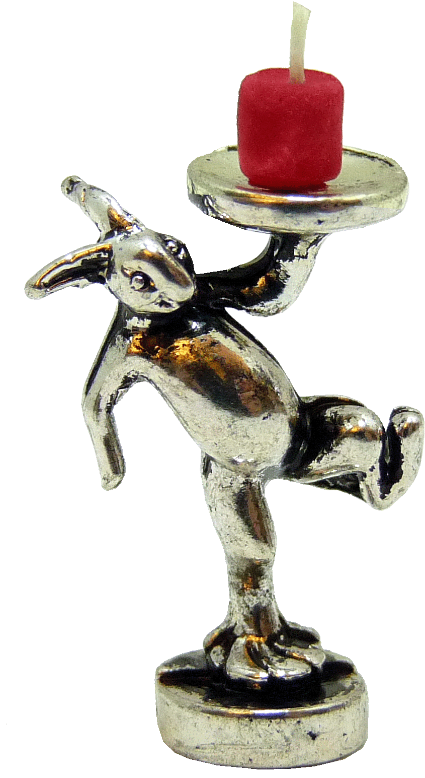 Rabbit Candlestick Holder with Red Candle