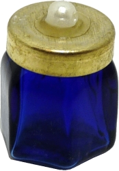 6-Sided Blue Jar with Gold Lid